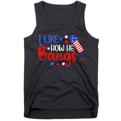 I Like How He Bang Funny 4th Of July Matching Couple Tank Top