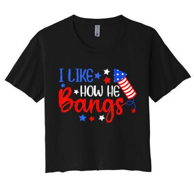 I Like How He Bang Funny 4th Of July Matching Couple Crop Top