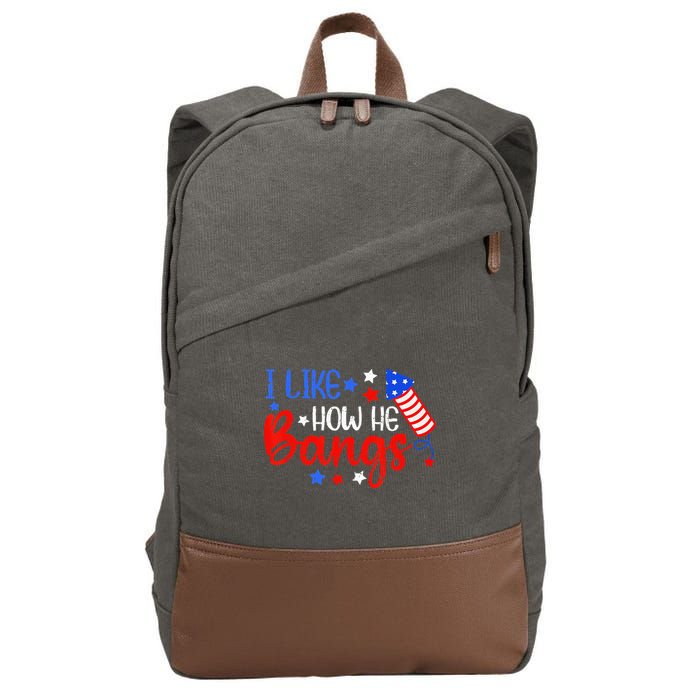 I Like How He Bang Funny 4th Of July Matching Couple Cotton Canvas Backpack