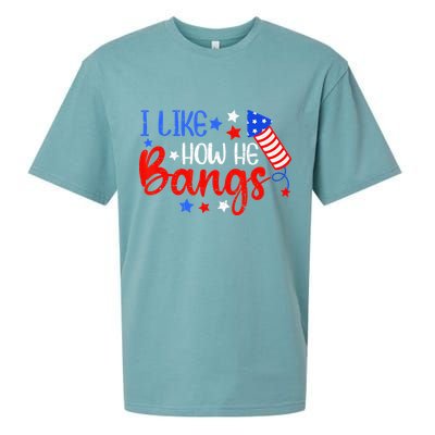 I Like How He Bang Funny 4th Of July Matching Couple Sueded Cloud Jersey T-Shirt