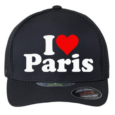 I LOVE HEART PARIS FRANCE Flexfit Unipanel Trucker Cap