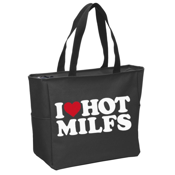 I LOVE HOT MILFS I HEART HOT MILFS Zip Tote Bag
