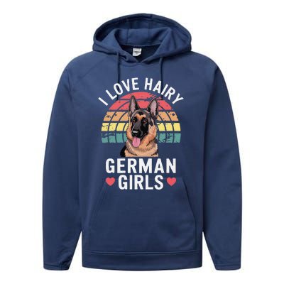 I Love Hairy German Performance Fleece Hoodie