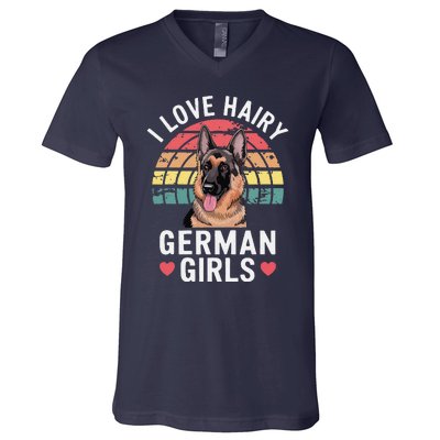 I Love Hairy German V-Neck T-Shirt