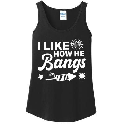 I Like How He Bangs 4th Of July Ladies Essential Tank