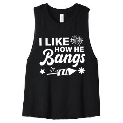 I Like How He Bangs 4th Of July Women's Racerback Cropped Tank