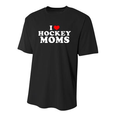 I Love Hockey Mom Funny Youth Performance Sprint T-Shirt