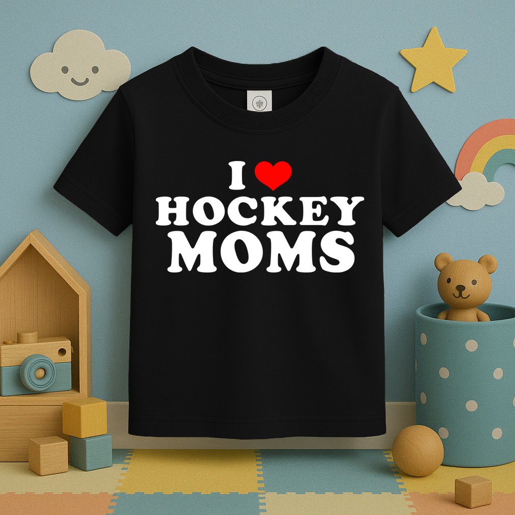 I Love Hockey Mom Funny Toddler T-Shirt