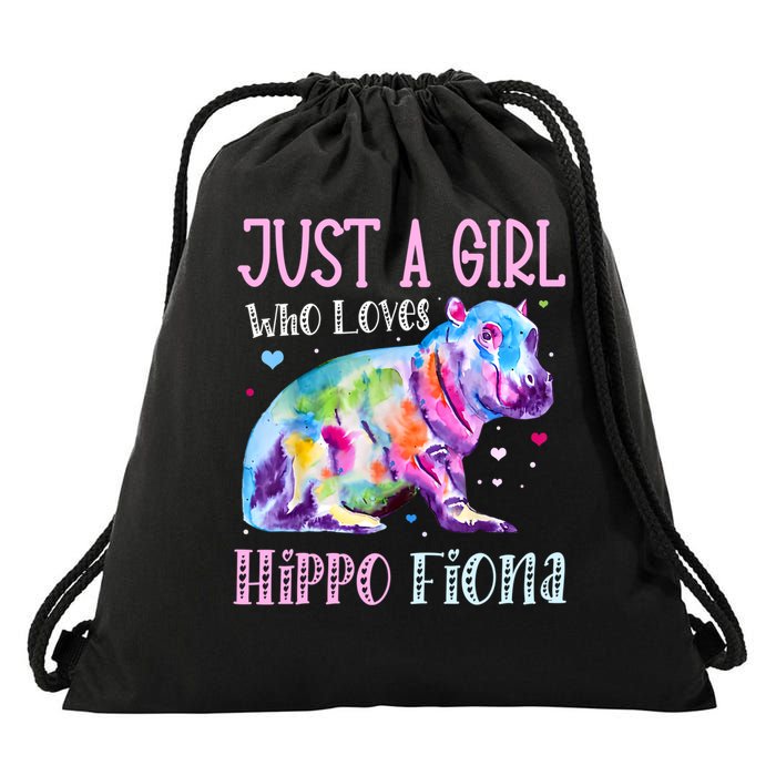 I Love Hippo Fiona Drawstring Bag