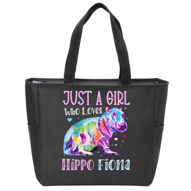 I Love Hippo Fiona Zip Tote Bag