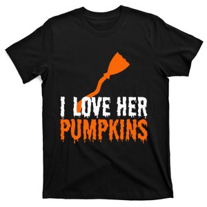 I Love His Broomstick I Love Her Pumpkins Halloween Couples T-Shirt