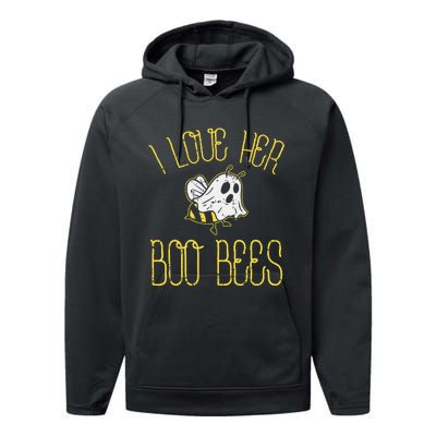 I Love Her Boo Bees Couples Halloween Costume Performance Fleece Hoodie