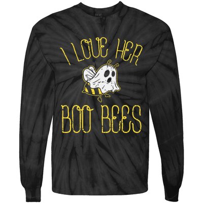 I Love Her Boo Bees Couples Halloween Costume Tie-Dye Long Sleeve Shirt