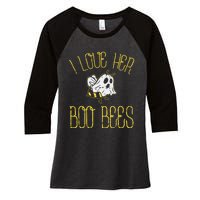 I Love Her Boo Bees Couples Halloween Costume Women's Tri-Blend 3/4-Sleeve Raglan Shirt