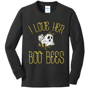 I Love Her Boo Bees Couples Halloween Costume Kids Long Sleeve Shirt