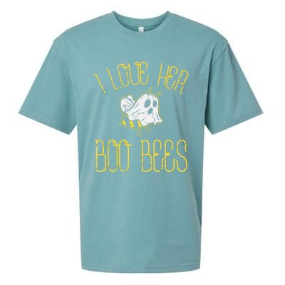 I Love Her Boo Bees Couples Halloween Costume Sueded Cloud Jersey T-Shirt