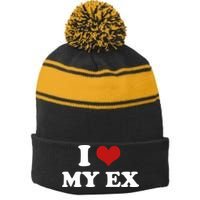 I Love Heart My EX 2000s Style Meme Tee Stripe Pom Pom Beanie