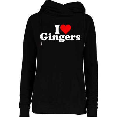 I LOVE HEART GINGERS REDHEADS RED HAIR Womens Funnel Neck Pullover Hood