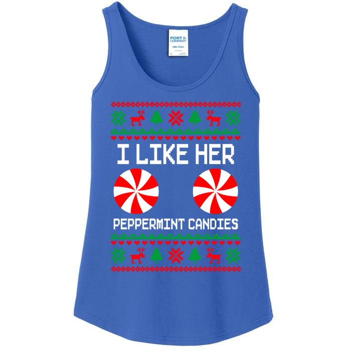 I Like Her Peppermint Candies Funny Couple Ugly Xmas Gift Ladies Essential Tank