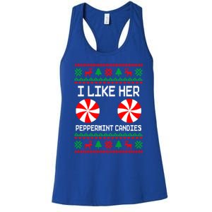 I Like Her Peppermint Candies Funny Couple Ugly Xmas Gift Women's Racerback Tank