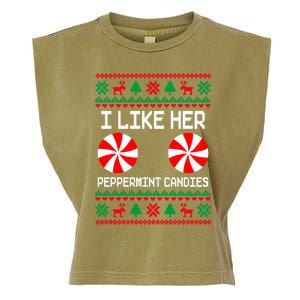 I Like Her Peppermint Candies Funny Couple Ugly Xmas Gift Garment-Dyed Women's Muscle Tee