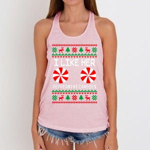 I Like Her Peppermint Candies Funny Couple Ugly Xmas Gift Women's Knotted Racerback Tank