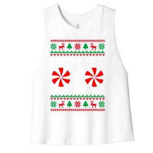 I Like Her Peppermint Candies Funny Couple Ugly Xmas Gift Women's Racerback Cropped Tank