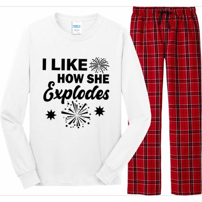 I Like How She Explodes Fireworks Long Sleeve Pajama Set