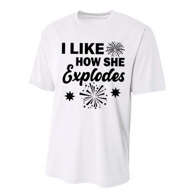 I Like How She Explodes Fireworks Performance Sprint T-Shirt