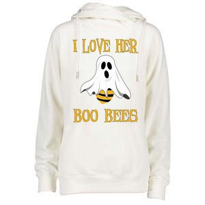 I Love Her Boo Bees Funny Couple Matching Halloween Costumer Gift Womens Funnel Neck Pullover Hood