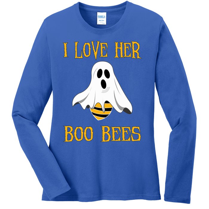 I Love Her Boo Bees Funny Couple Matching Halloween Costumer Gift Ladies Long Sleeve Shirt