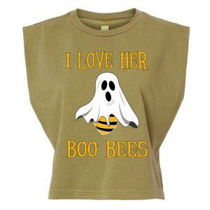 I Love Her Boo Bees Funny Couple Matching Halloween Costumer Gift Garment-Dyed Women's Muscle Tee