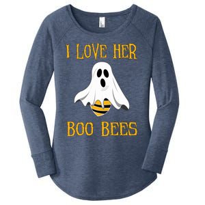 I Love Her Boo Bees Funny Couple Matching Halloween Costumer Gift Women's Perfect Tri Tunic Long Sleeve Shirt