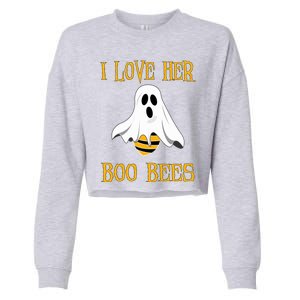 I Love Her Boo Bees Funny Couple Matching Halloween Costumer Gift Cropped Pullover Crew