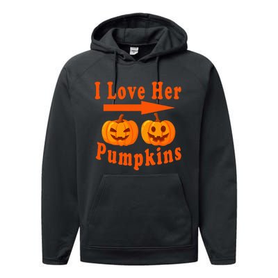 I Love Her Pumpkins Funny Quotes Halloween Costume Performance Fleece Hoodie