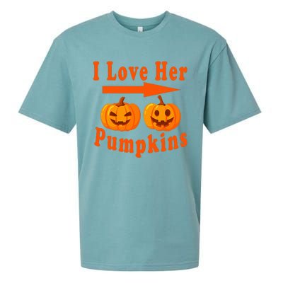 I Love Her Pumpkins Funny Quotes Halloween Costume Sueded Cloud Jersey T-Shirt