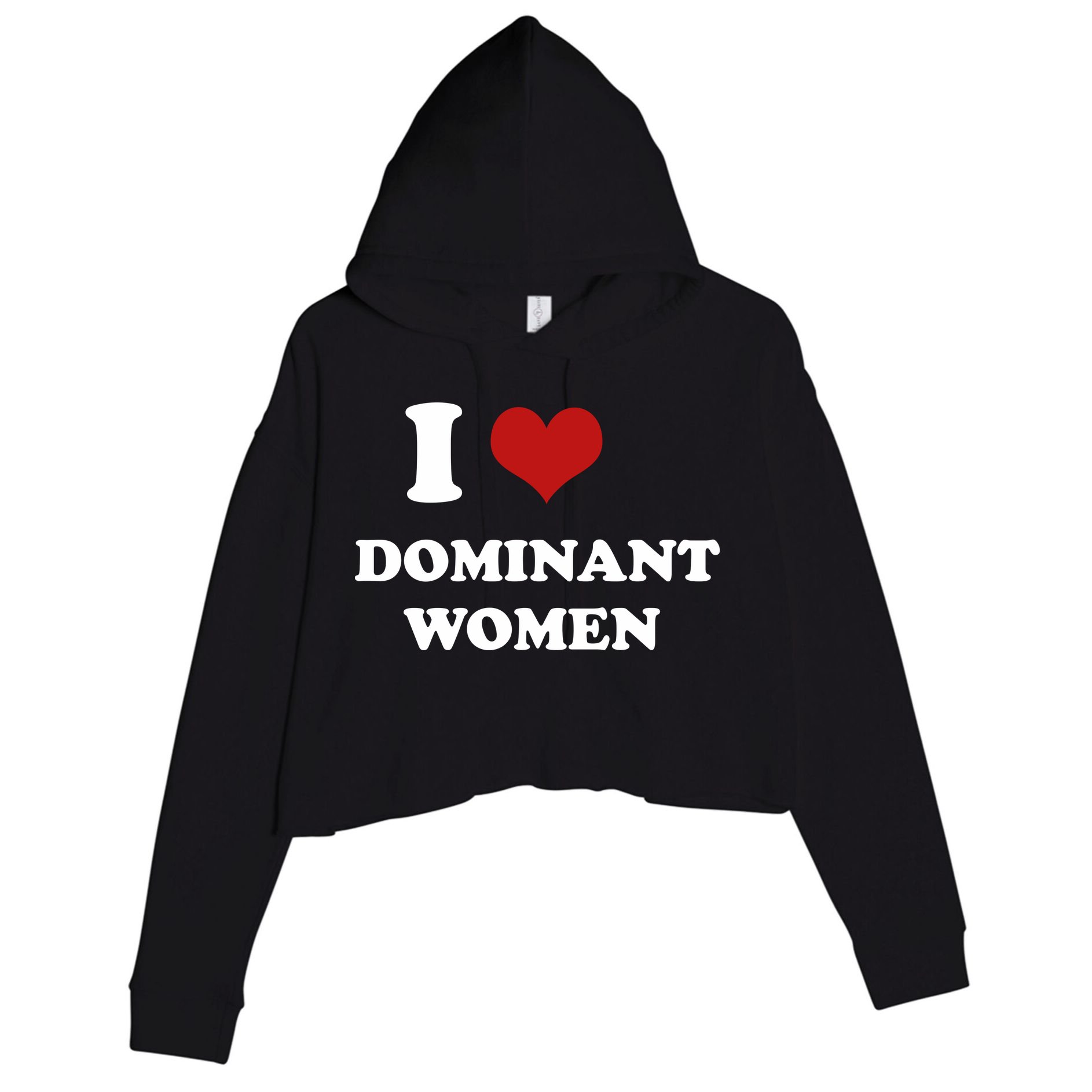 I Love Heart Dominant Women Funny Meme Crop Fleece Hoodie