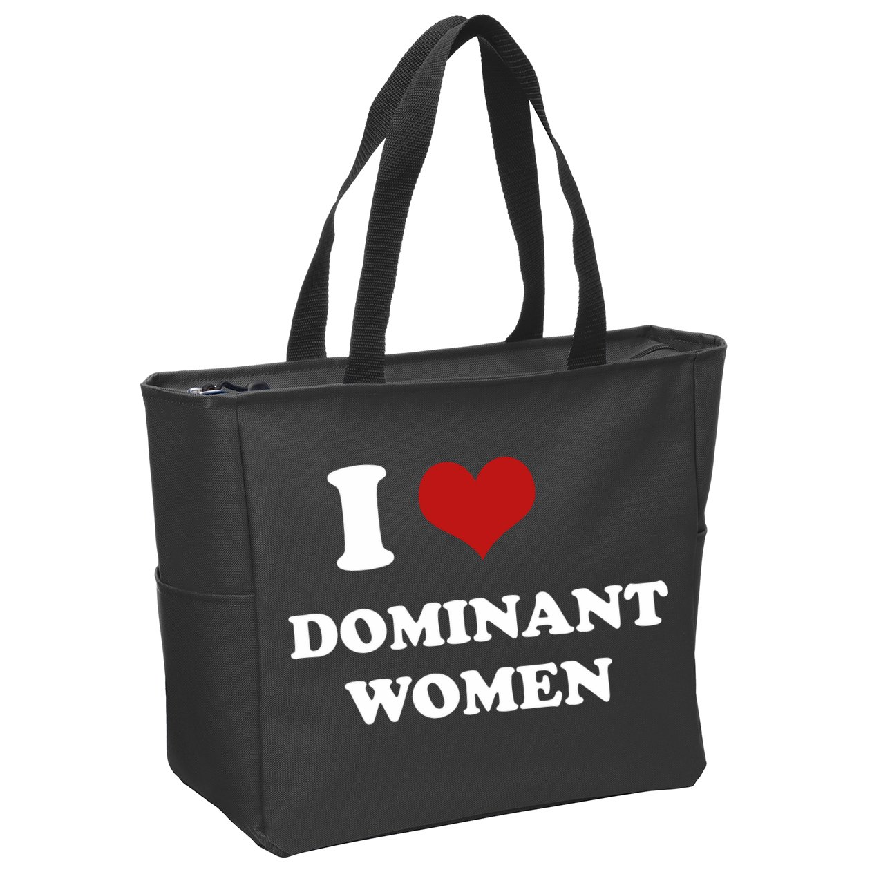 I Love Heart Dominant Women Funny Meme Zip Tote Bag