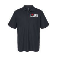 I Love Hot Cowboys Groovy Retro Vintage Country Western Softstyle Adult Sport Polo