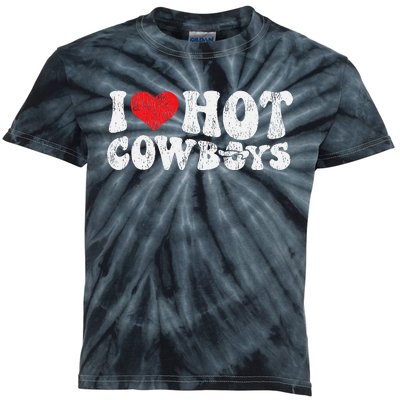 I Love Hot Cowboys Groovy Retro Vintage Country Western Kids Tie-Dye T-Shirt