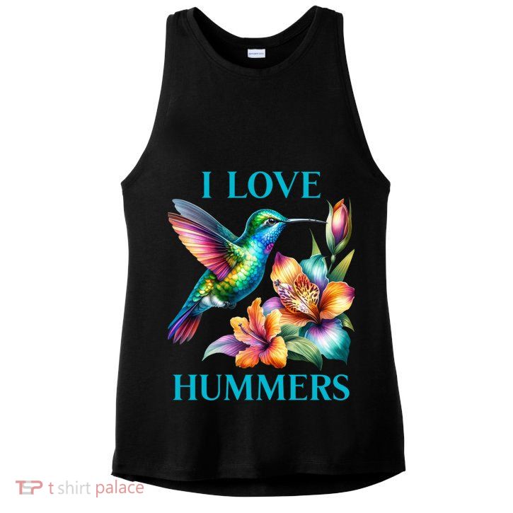 I Love Hummers Hummingbird  Ladies PosiCharge Tri-Blend Wicking Tank