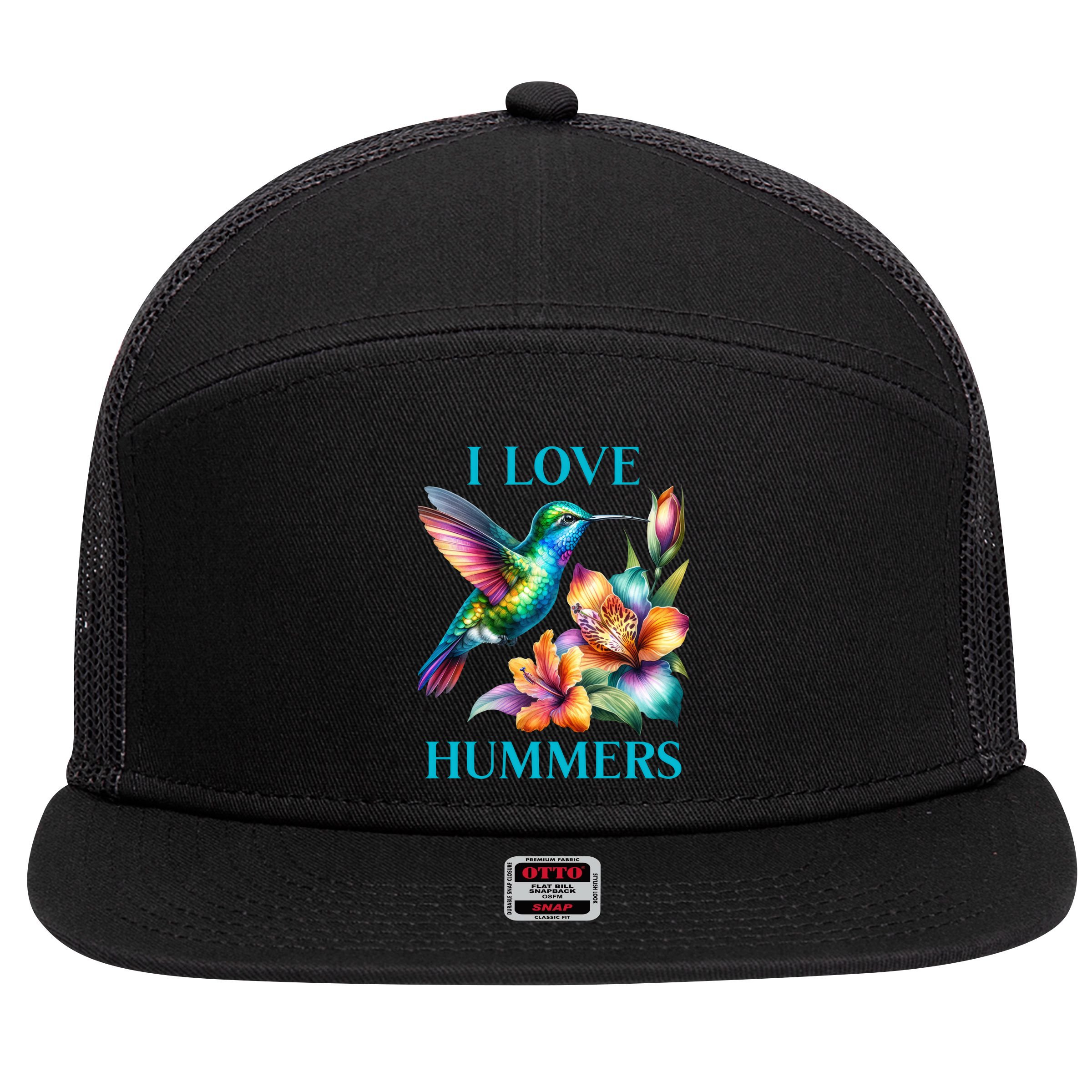 I Love Hummers Hummingbird  7 Panel Mesh Trucker Snapback Hat