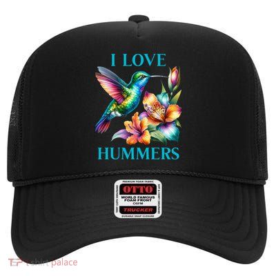 I Love Hummers Hummingbird  High Crown Mesh Back Trucker Hat