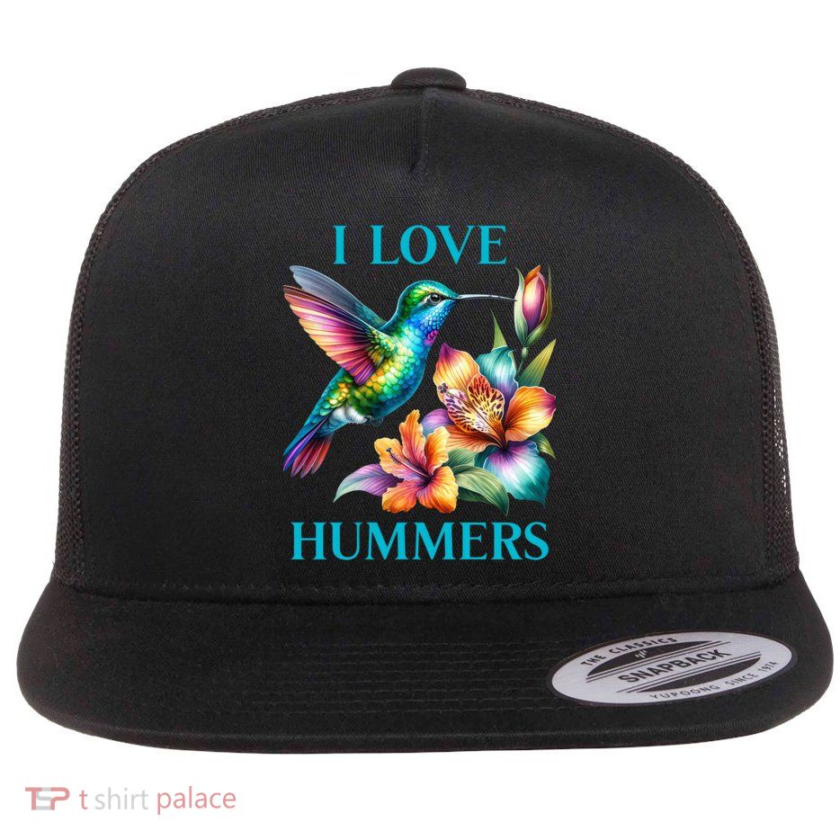I Love Hummers Hummingbird  Flat Bill Trucker Hat