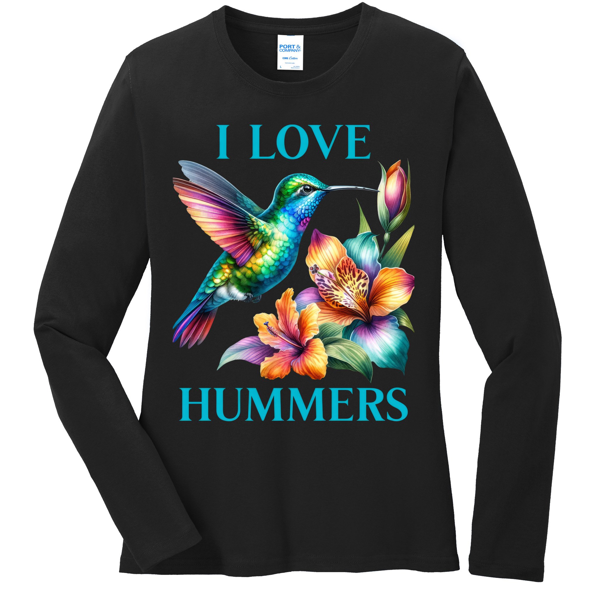 I Love Hummers Hummingbird  Ladies Long Sleeve Shirt