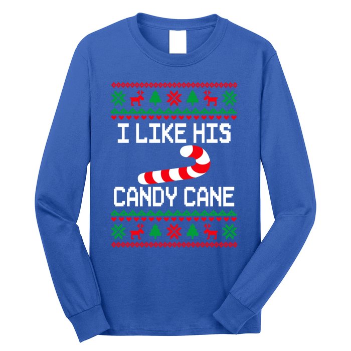 I Like His Candy Cane Funny Couples Ugly Christmas Cute Gift Long Sleeve Shirt