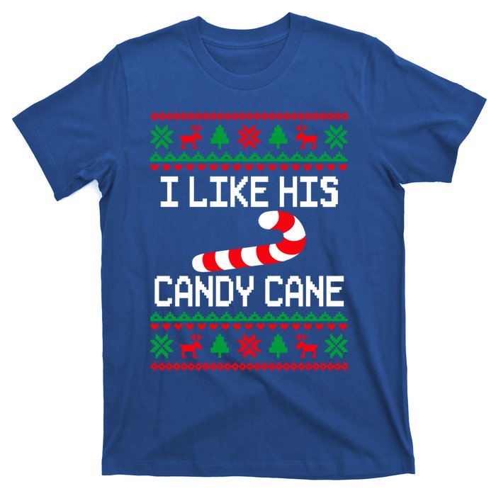 I Like His Candy Cane Funny Couples Ugly Christmas Cute Gift T-Shirt