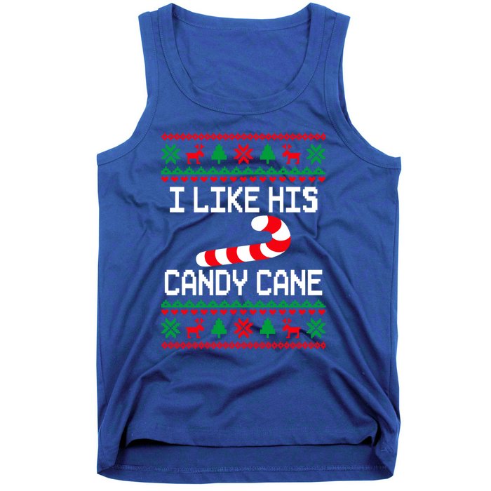 I Like His Candy Cane Funny Couples Ugly Christmas Cute Gift Tank Top