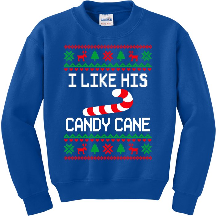 I Like His Candy Cane Funny Couples Ugly Christmas Cute Gift Kids Sweatshirt