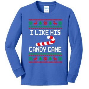 I Like His Candy Cane Funny Couples Ugly Christmas Cute Gift Kids Long Sleeve Shirt